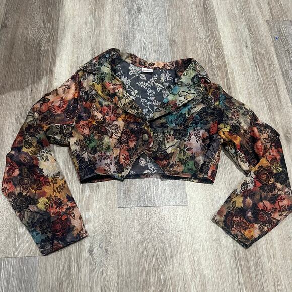 Fredericks of Hollywood Vintage Cropped Floral Blazer Medium - Picture 8 of 8